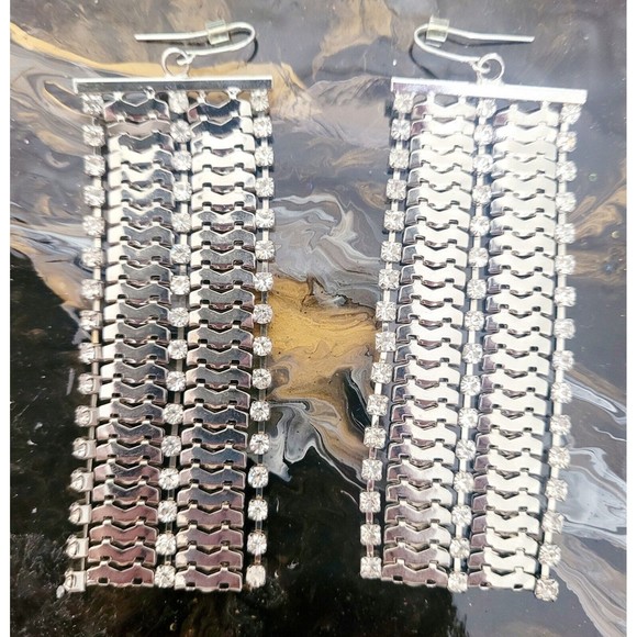 Drop Earring Rhinestones Fashion Tassel Mixed Style Women Silver Wedding Party - Picture 2 of 7